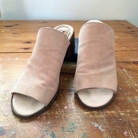 Steve Madden Shoes - Steve Madden Women's Mules, Block Heel, Open Toe Pink Suede, Size 9.5
